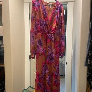 Sofia by Sofia Vergara Pink and Purple Long Sleeve Gown